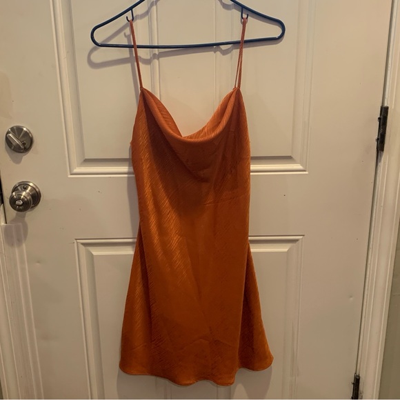 House of Harlow 1960 X REVOLVE Ira Mini Dress Burnt Sienna Orange Cowl $148.00 - Picture 4 of 11
